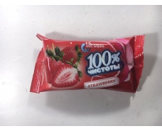 Влажная салфетка освежающая  15шт "100%чистоты"Strawberry/Клубника (1 пачка)