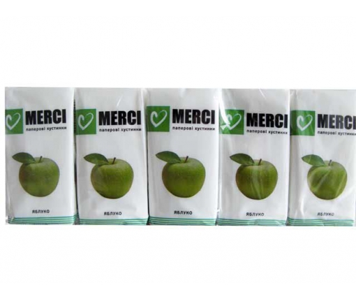 Носовые платки бумажные ароматизированные Merci Яблоко (10 шт)