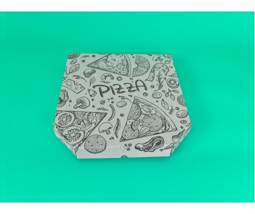 Коробка для пиццы 30 см бурая с печатью Pizza 300х300х40 мм (100 шт)