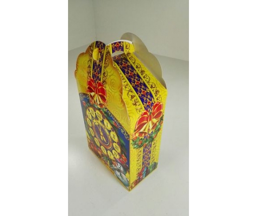 Новогодняя коробка для конфет №102 б(Новогодние часы700) (25 шт)