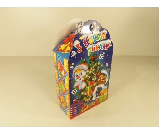 Новогодняя коробка для конфет №102а (Девочка с медведем700) (25 шт)