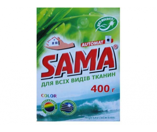 Стиральный порошок SAMA автомат 400 без фосфатов Морская свежесть  (1 шт)