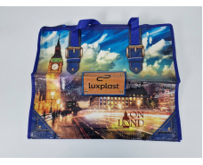 Полипропиленовая сумка на змейке  хозяйственная  с цветным рисунком  (40*40) Лондон (1 шт)