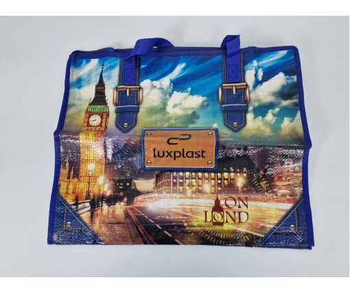 Полипропиленовая сумка на змейке  хозяйственная  с цветным рисунком  (40*40) Лондон (1 шт)