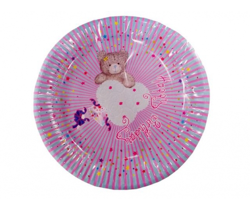 Тарелка картонная для дня рождения, детского  23см"Мишка"  10шт (1 пачка)