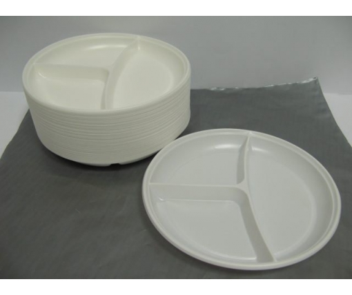 Тарелка одноразовая пластиковая с 3 делениями диаметр 205мм  (100 шт)