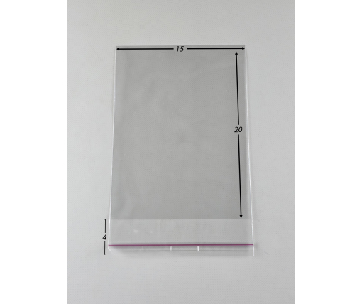 Пакеты БОПП для упаковки прозрачные с клейкой лентой 15*20+4\25мк +скотч (1000 шт)