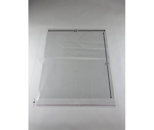 Пакеты БОПП с клейкой лентой прозрачные 45*51+4\25мк +скотч (1000 шт)