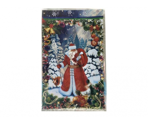 Упаковка новогодняя для конфет и подарков (25*40) №12 Дед Мороз с посохом (100 шт)
