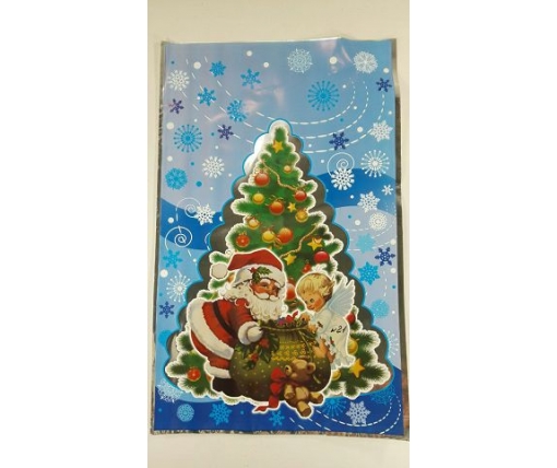 Упаковка новогодняя для конфет и подарков (25*40) №21 Дед Мороз и ангел (100 шт)