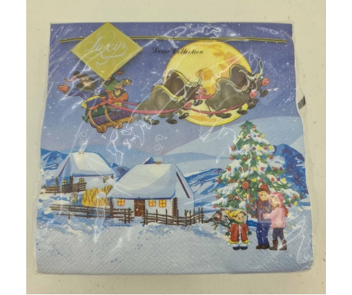 Новогодняя бумажная салфетка (ЗЗхЗЗ, 20шт) LuxyНГ Козаческое Рождество (850) (1 пачка)