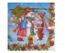 Новогодняя бумажная салфетка (ЗЗхЗЗ, 20шт) LuxyНГ Снеговик праздничный (802) (1 пачка)