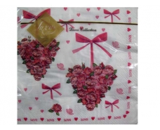 Бумажная салфетка на свадьбу (ЗЗхЗЗ, 20шт) Luxy  Сердце из роз (102) (1 пачка)