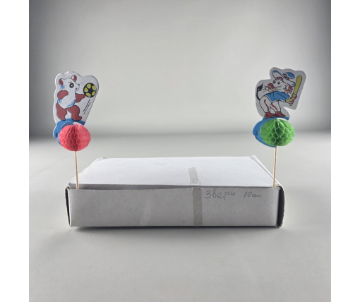 Шпажки деревянные для канапе "Звери" 100шт 10см (1 пачка)