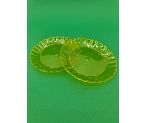 Тарелка пластиковая стекловидная диаметр 160мм  Желтая (10 шт)