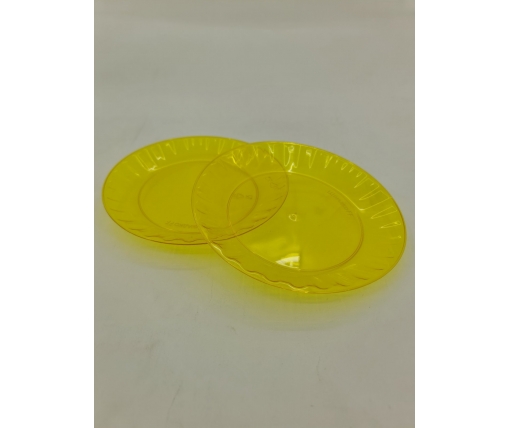 Тарелка пластиковая стекловидная диаметр 160мм  Желтая (10 шт)