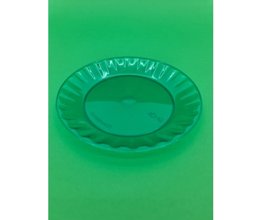 Стекловидная тарелка пластиковая диаметр 160мм Зеленая (10 шт)