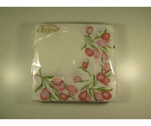 Праздничная салфетка (ЗЗхЗЗ, 20шт)  La Fleur  Узор из тюльпанов 507 (1 пачка)