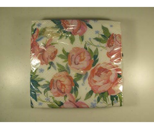Дизайнерская салфетка (ЗЗхЗЗ, 20шт)  La Fleur  Розовые Пионы (505) (1 пачка)