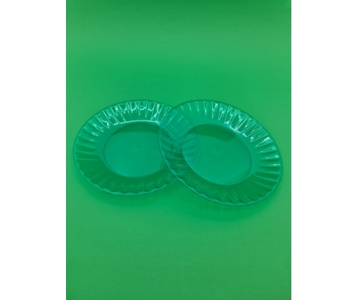 Одноразовая тарелка  стеклоподобная диаметр 205 мм  зеленая (10 шт)