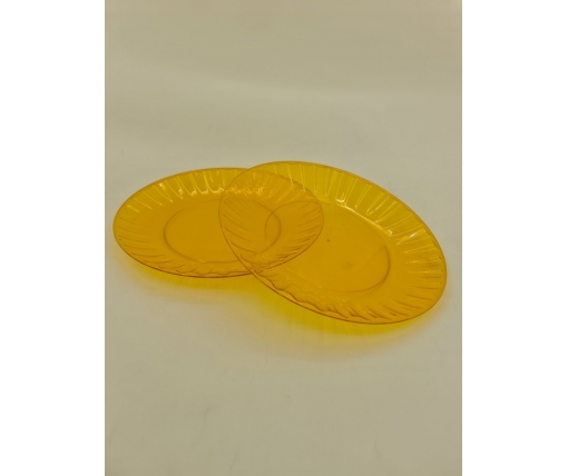 Одноразовая тарелка  стеклоподобная диаметр 205 мм  оранжевая (10 шт)