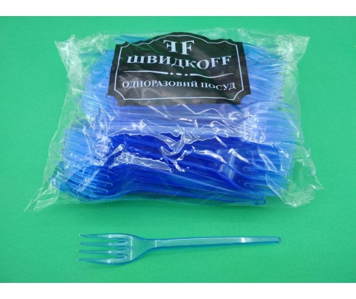 Вилка «Super» стеклоподобная  Юнита синия (100 шт)