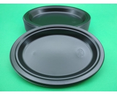 Одноразовая овальная пластиковая тарелка 310 mm  Черная (50 шт)