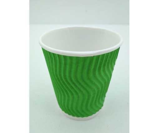 Бумажные стаканы цветные  гофрированные 175мл " Зеленый "Маэстро (20 шт)