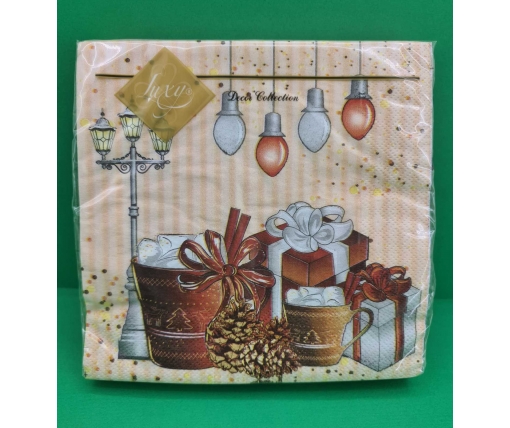 Новогодняя бумажная салфетка (ЗЗхЗЗ, 20шт) LuxyНГ Рождественский напиток(1225) (1 пачка)