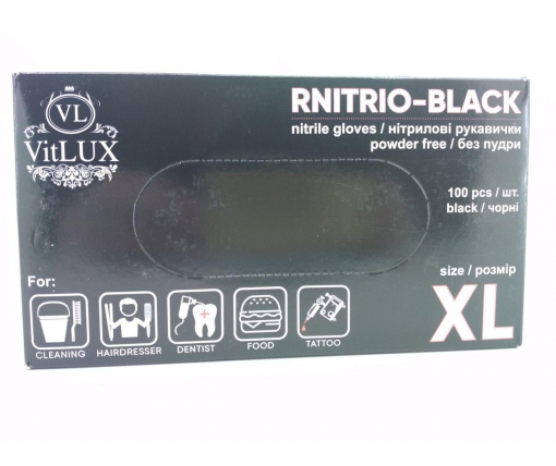 Перчатки Нитрил Черные "RNITRIO" (50пар) XL (1 пачка)