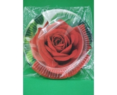 Бумажная тарелка с рисунком  18см"№ 13"Красная Роза  10шт (1 пачка)