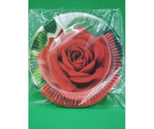 Бумажная тарелка с рисунком  18см"№ 13"Красная Роза  10шт (1 пачка)