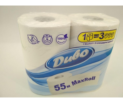 Бумага туалетная  белая (а4) Диво MAX Roll 55 метров (2 слоя) (1 пачка)