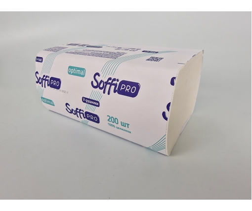 Полотенце бумажное v-складка белое(200листов) SoffiPro Optimal (1 пачка)