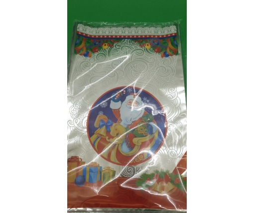Упаковка новогодняя для конфет и подарков (25*40) №25 Новый Дед Мороз в санях (100 шт)