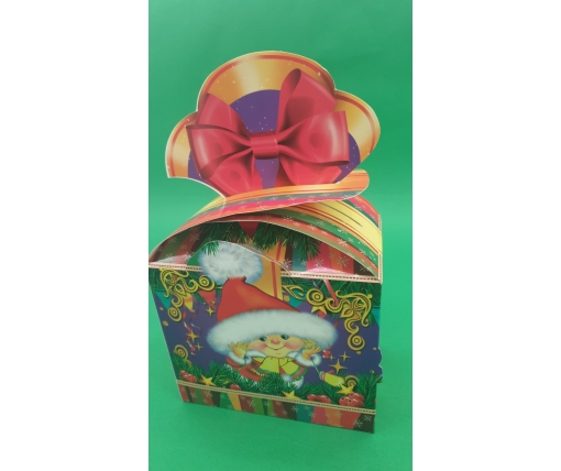 Новогодняя коробка для конфет №244(Бант Гномик) на 500 грам (25 шт)