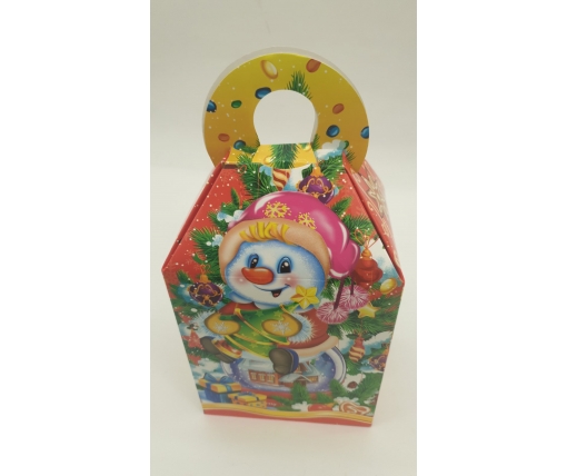 Новогодняя коробка для конфет №215(Девочка и Снеговик на  700грам (25 шт)