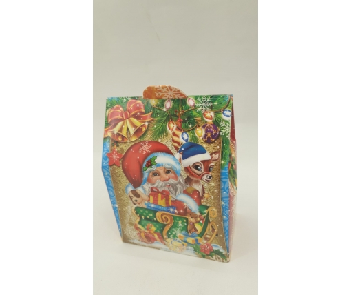 Коробка под конфеты №242 (Санта с оленем) 500грам (25 шт)