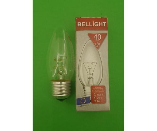 Лампа-свеча прозрачная "BELLIGHT" 40W E27 в индивидуальной упаковке  (1 шт)