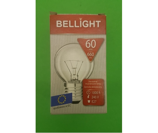 Лампа-шарик прозрачная "BELLIGHT" 60W E27 в индивидуальной упаковке  (1 шт)