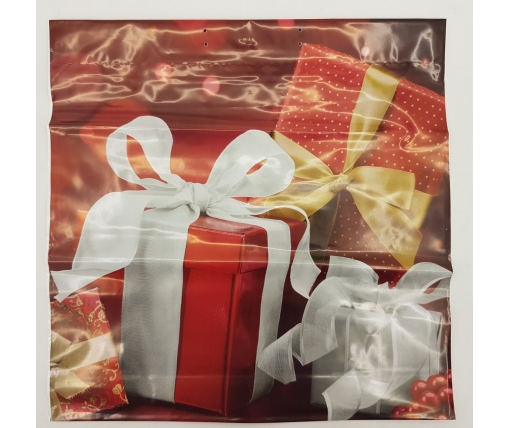 Полиэтиленовый пакет (40х40) с пластиковой ручкой  "Красные подарки"  без ручки (10 шт)