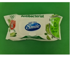 Влажная салфетка  SMAILE 100шт Antibacterial  с клапаном (1 пачка)