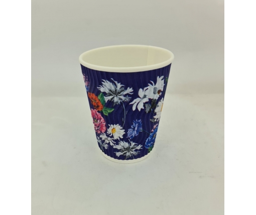 Стакан бумажный для кофе и чая 250мл "Гофра" "Цветы" (20 шт)