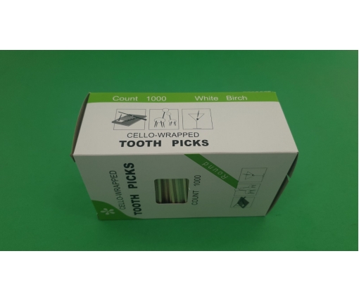 Зубочистка с запахом минтола  в индивидуальной целлофановой упаковке (1000 шт)