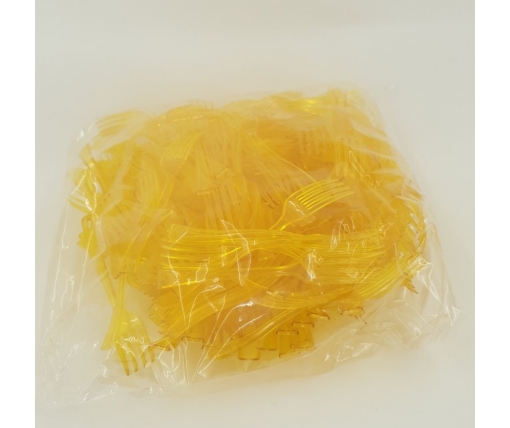 Вилка одноразовая пластиковая для фруктов Юнита Желтая (250 шт)