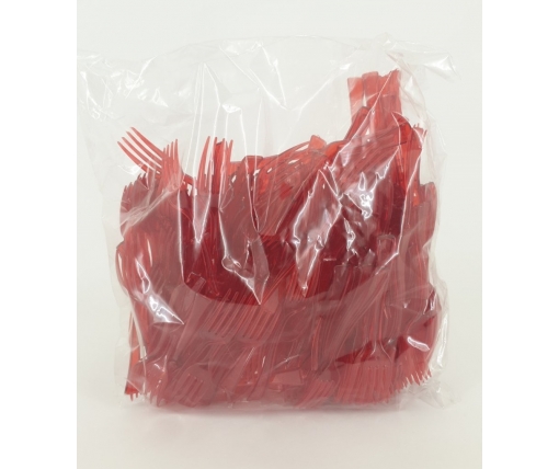 Вилка одноразовая пластиковая для фруктов Юнита Красная (250 шт)