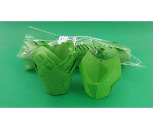 Тарталетки бумажные для кексов ТЛ-140 "Тюльпан Зеленый" (50*50/75) (100шт) (1 уп.)