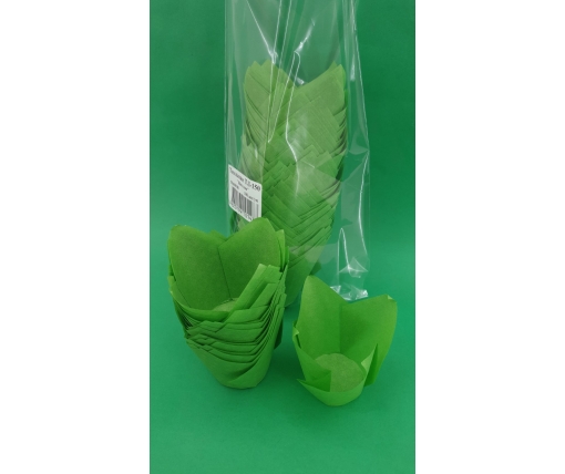 Тарталетки бумажные для кексов ТЛ-150"Тюльпан Зеленый" (50*60/80) (100шт) (1 уп.)