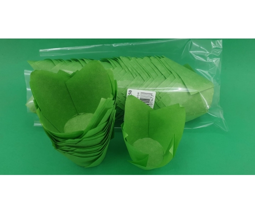 Тарталетки бумажные для кексов ТЛ-160 "Тюльпан Зеленый" (50*65/90) (100шт) (1 уп.)