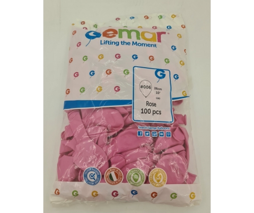 Воздушные шарики пастель розовый 10" (25 см) Gemar 100 шт (1 пачка)